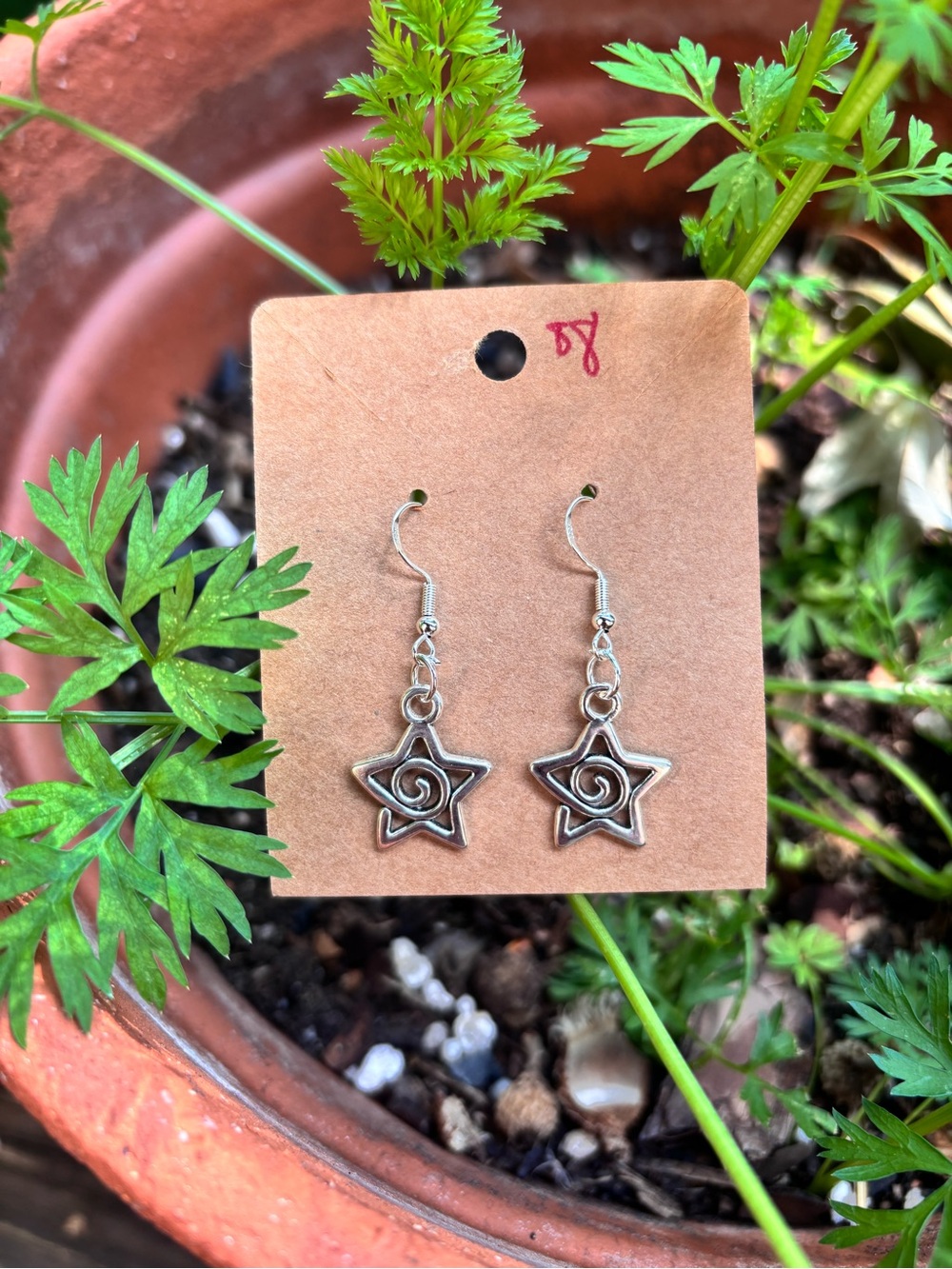Silver Star Spiral Earrings